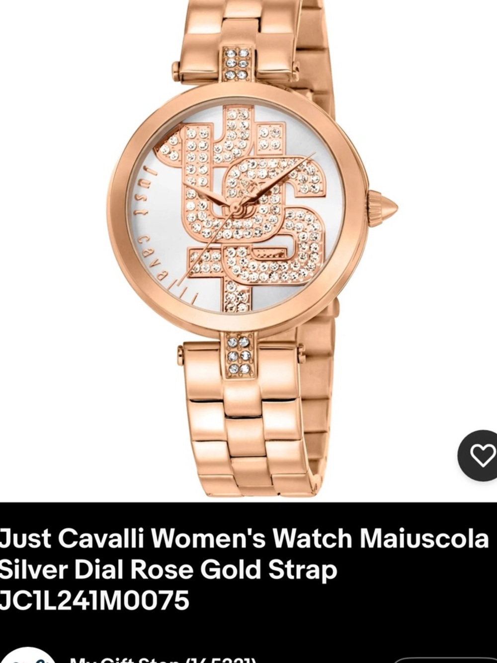 Just Cavalli Rose Gold Watch with Silver Dial and Crystal Logo